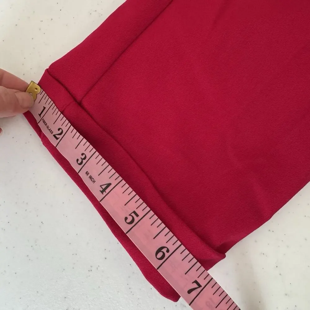 LOFT Devin Slim Pants Women's 8 Petite Red Tie Waist Straight Leg Stretch Cuffed - Picture 13 of 13